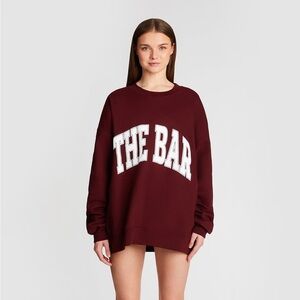 The Bar Varsity Sweatshirt Maroon (Bordeaux) white. Sz large. Brand new in bag.